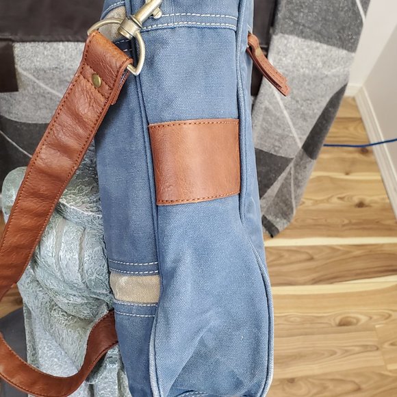 Mona B. - Cameron Admiral Up-Cycled Canvas Crossbody (blue) - Picture 5 of 9